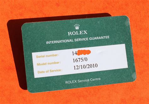 service card for rolex watch.